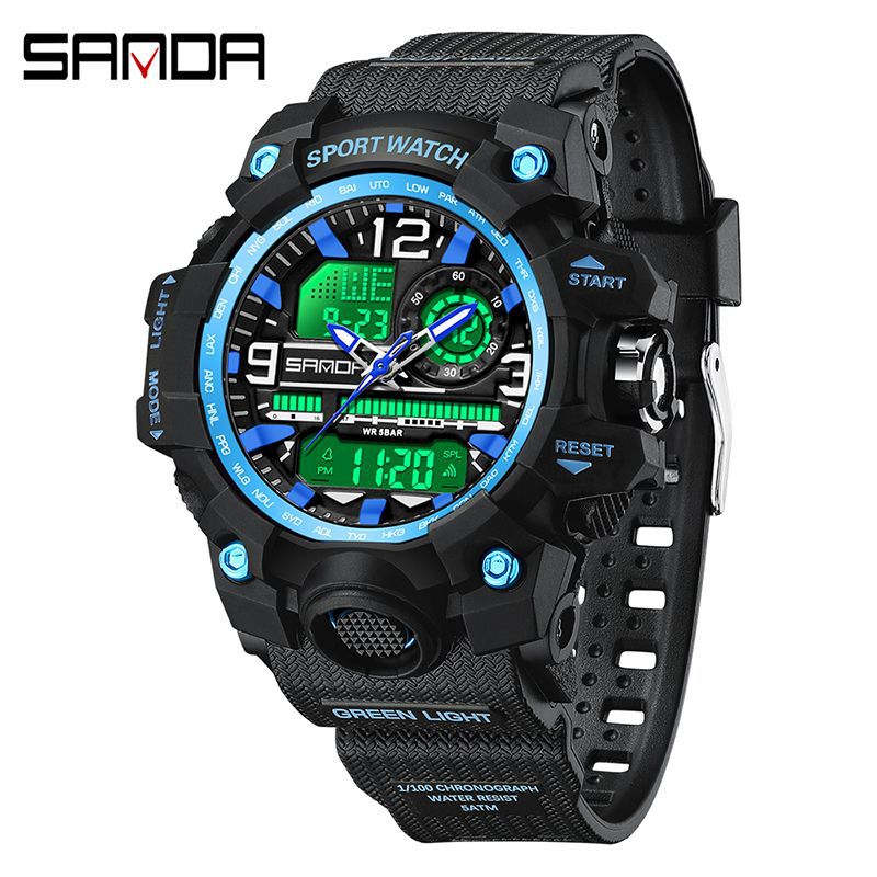 Reloj Deportivo Digital Multifunción Sanda – Alarma Luminoso Resistente al Agua 50M Unisex