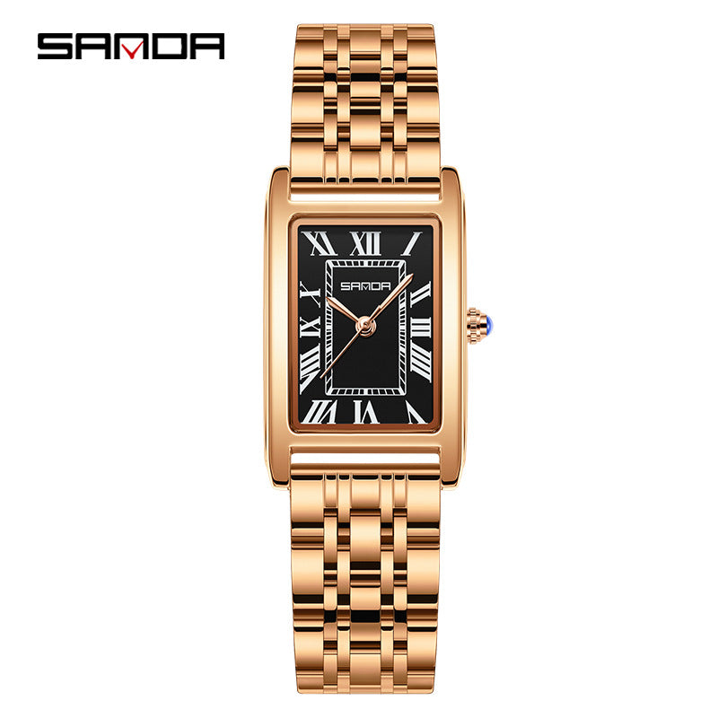 Reloj de Pareja Vintage Cuadrado – Cuarzo Elegante Unisex con Números Romanos