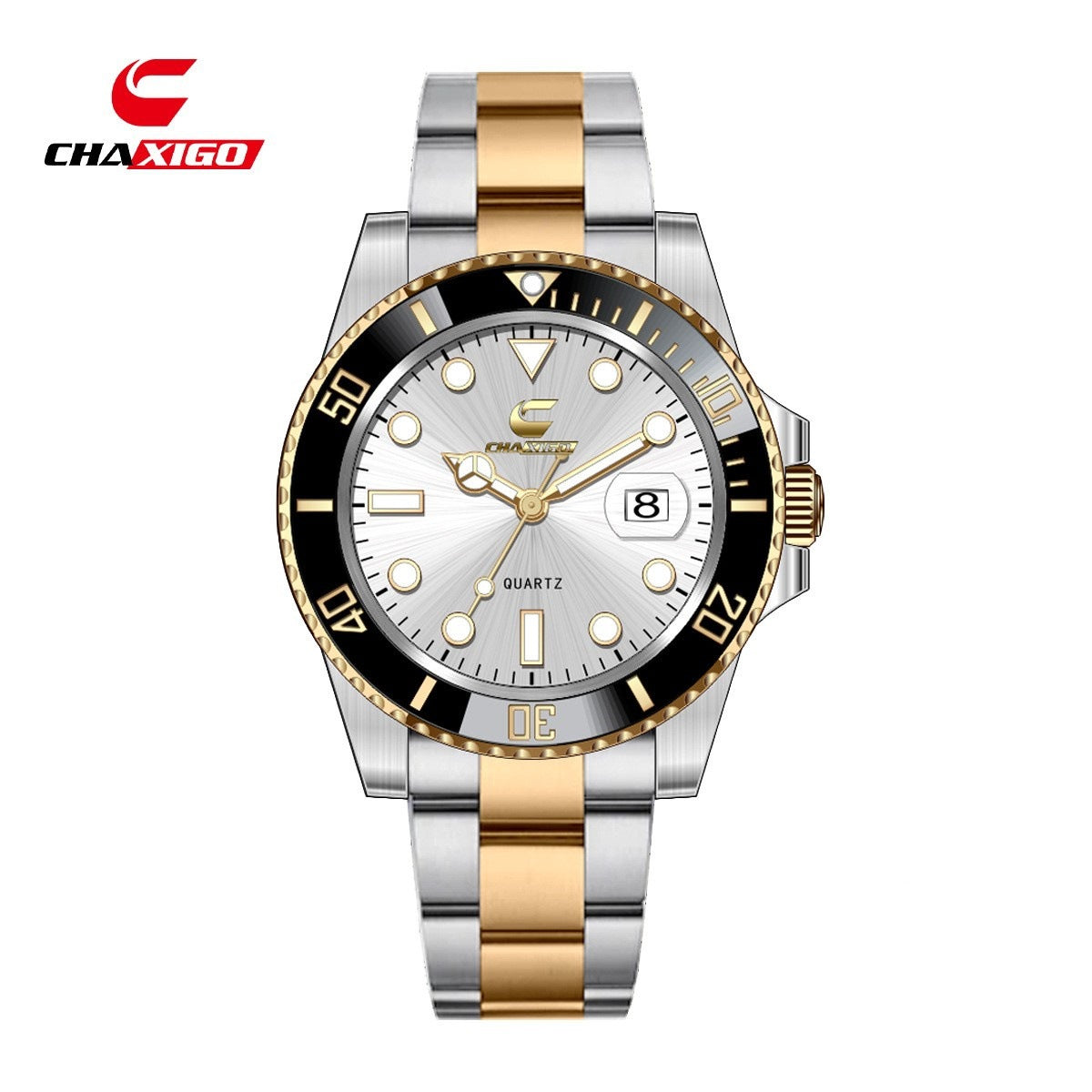 Reloj de Cuarzo Luminoso Hombre – Esfera Verde Resistente al Agua 30M Correa Silicona