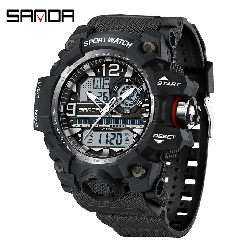 Reloj Deportivo Digital Multifunción Sanda – Alarma Luminoso Resistente al Agua 50M Unisex