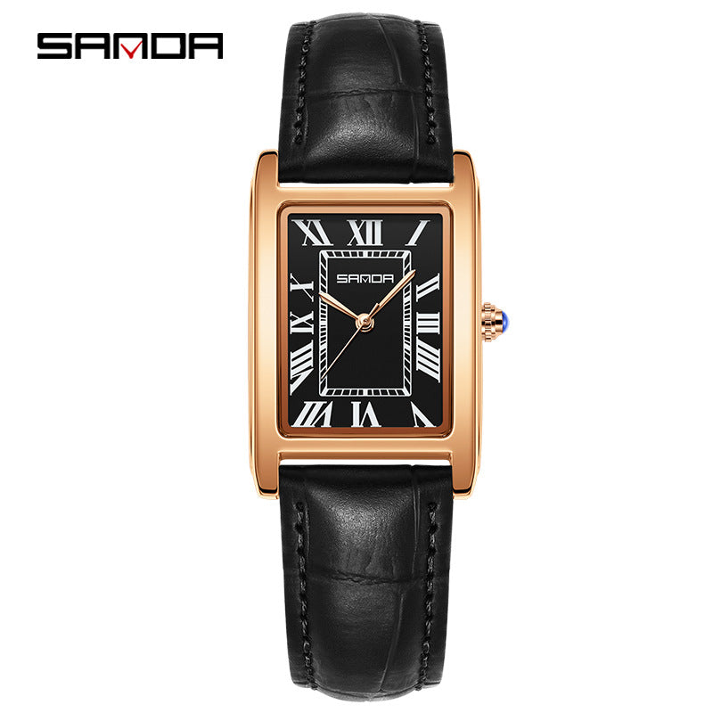 Reloj de Pareja Vintage Cuadrado – Cuarzo Elegante Unisex con Números Romanos