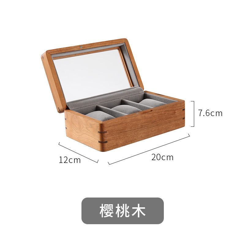 Caja Expositor de Relojes en Madera Maciza – Nogal Negro o Cerezo Americano con Tapa Skylight