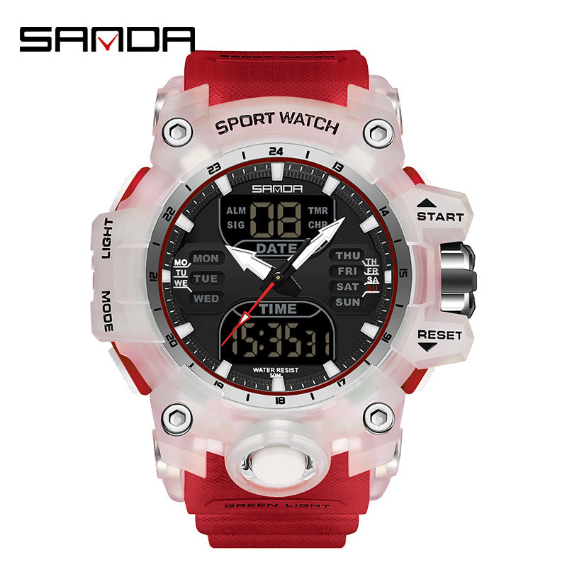 Reloj Deportivo Digital Multifunción Sanda – Alarma Luminoso Resistente al Agua 50M Unisex