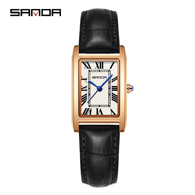 Reloj de Pareja Vintage Cuadrado – Cuarzo Elegante Unisex con Números Romanos