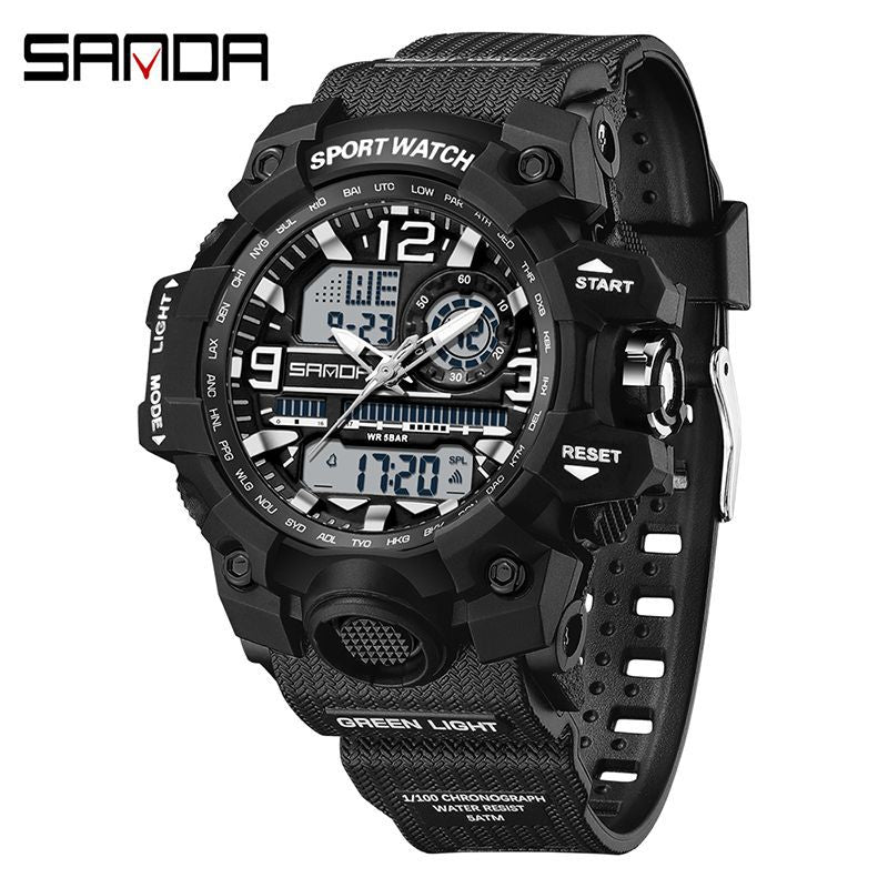 Reloj Deportivo Digital Multifunción Sanda – Alarma Luminoso Resistente al Agua 50M Unisex