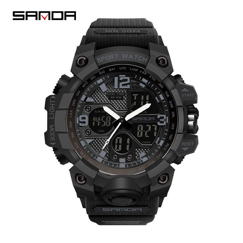 Reloj Deportivo Digital Multifunción Sanda – Alarma Luminoso Resistente al Agua 50M Unisex