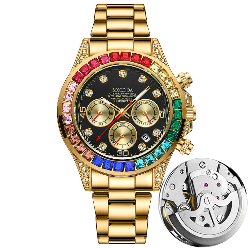 Reloj de Cuarzo Hombre Tres Sub-Esferas – Multifunción Calendario Correa Acero o Silicona