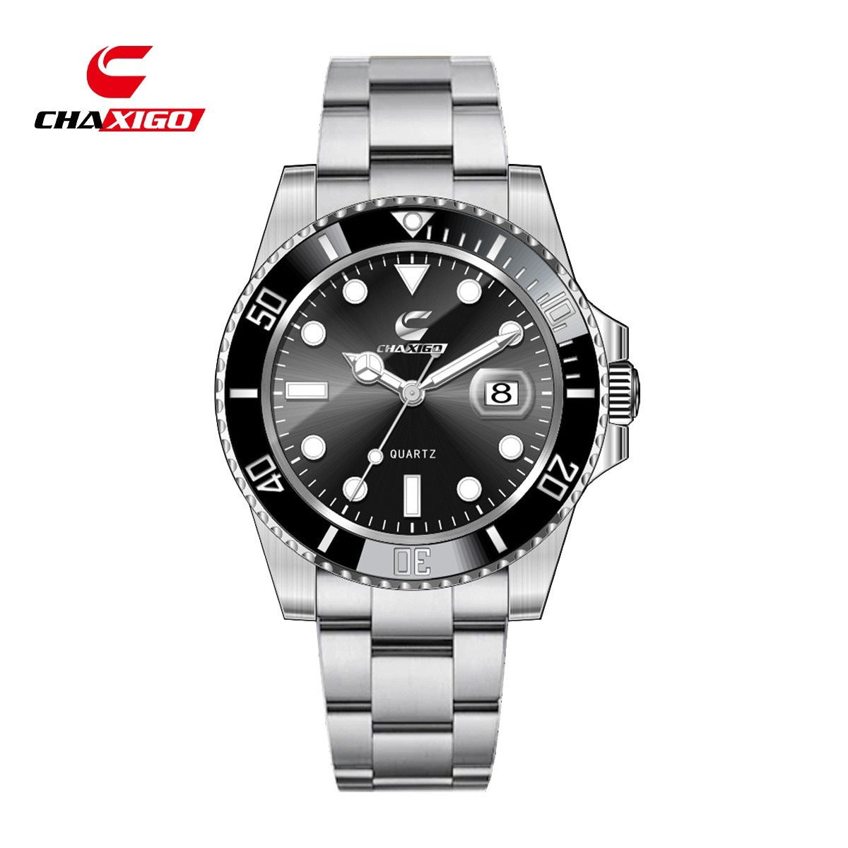 Reloj de Cuarzo Luminoso Hombre – Esfera Verde Resistente al Agua 30M Correa Silicona