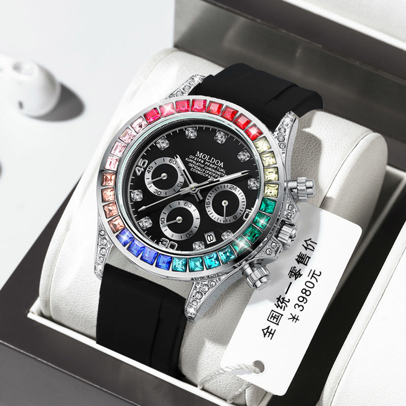 Reloj de Cuarzo Hombre Tres Sub-Esferas – Multifunción Calendario Correa Acero o Silicona