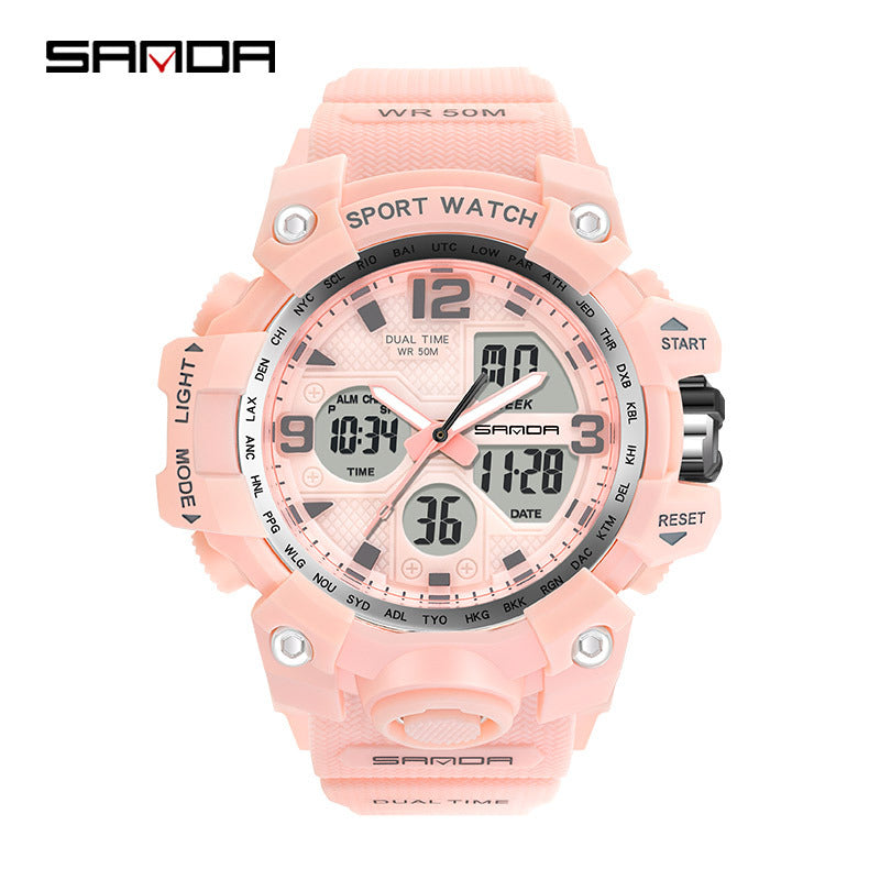 Reloj Deportivo Digital Multifunción Sanda – Alarma Luminoso Resistente al Agua 50M Unisex