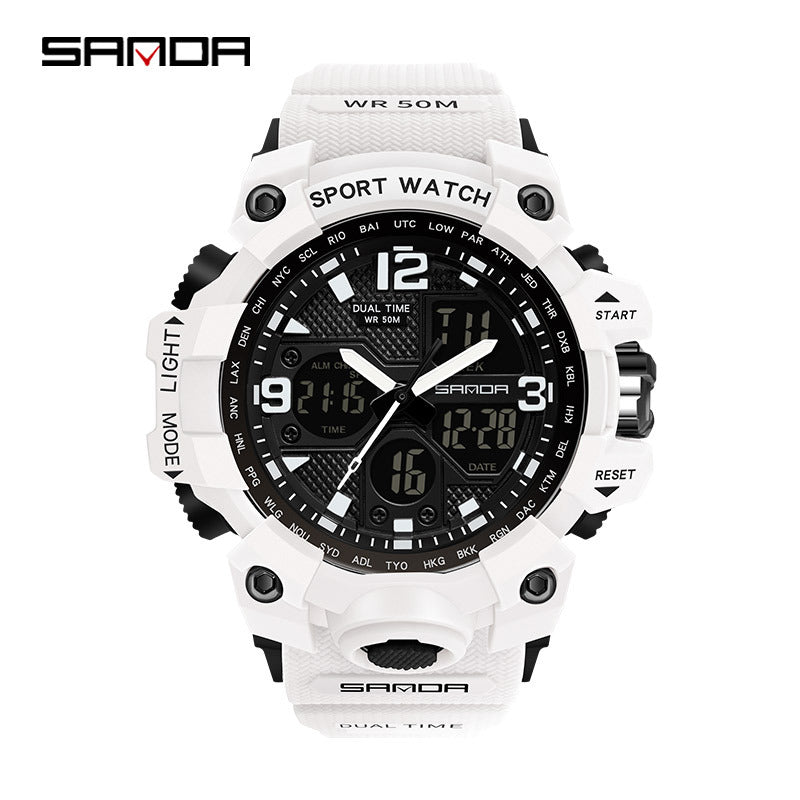 Reloj Deportivo Digital Multifunción Sanda – Alarma Luminoso Resistente al Agua 50M Unisex