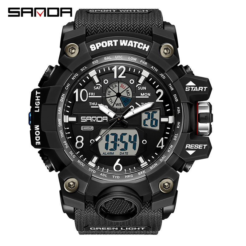 Reloj Deportivo Digital Multifunción Sanda – Alarma Luminoso Resistente al Agua 50M Unisex