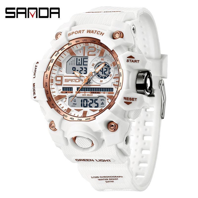 Reloj Deportivo Digital Multifunción Sanda – Alarma Luminoso Resistente al Agua 50M Unisex