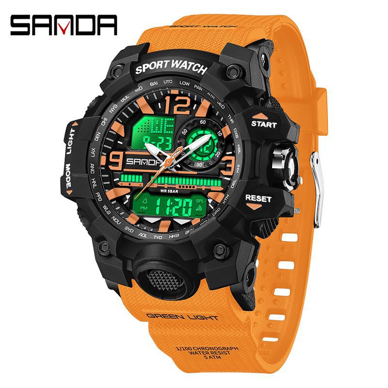 Reloj Deportivo Digital Multifunción Sanda – Alarma Luminoso Resistente al Agua 50M Unisex