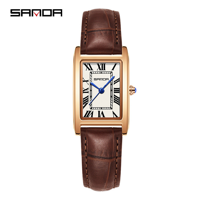 Reloj de Pareja Vintage Cuadrado – Cuarzo Elegante Unisex con Números Romanos