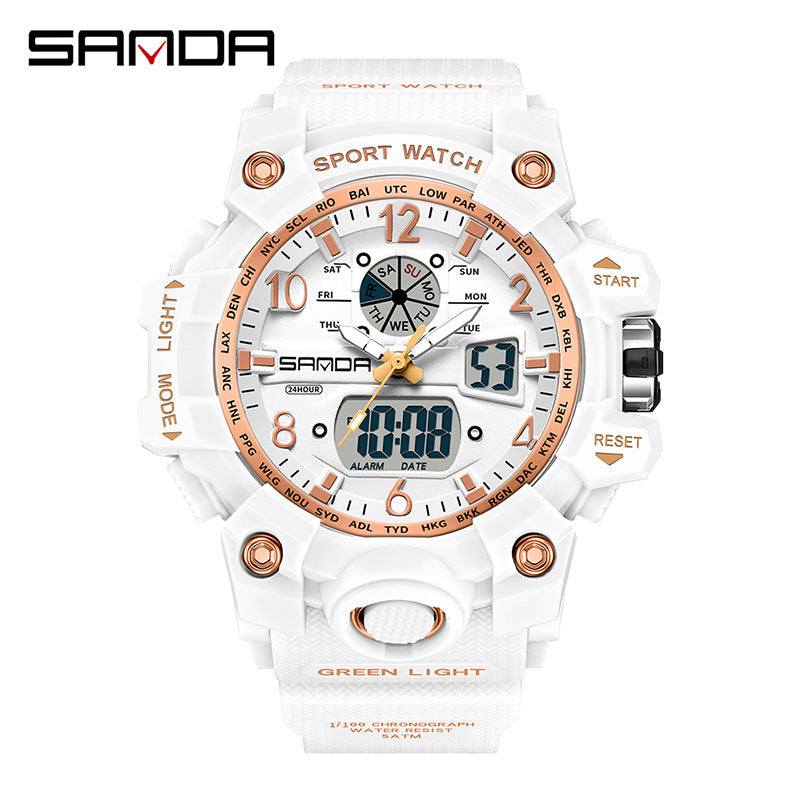 Reloj Deportivo Digital Multifunción Sanda – Alarma Luminoso Resistente al Agua 50M Unisex