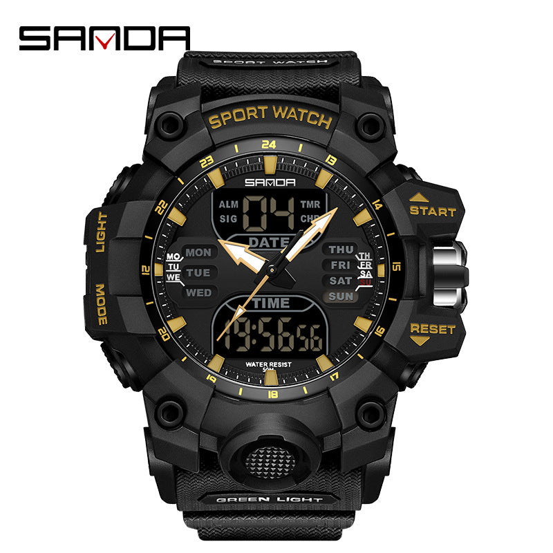 Reloj Deportivo Digital Multifunción Sanda – Alarma Luminoso Resistente al Agua 50M Unisex