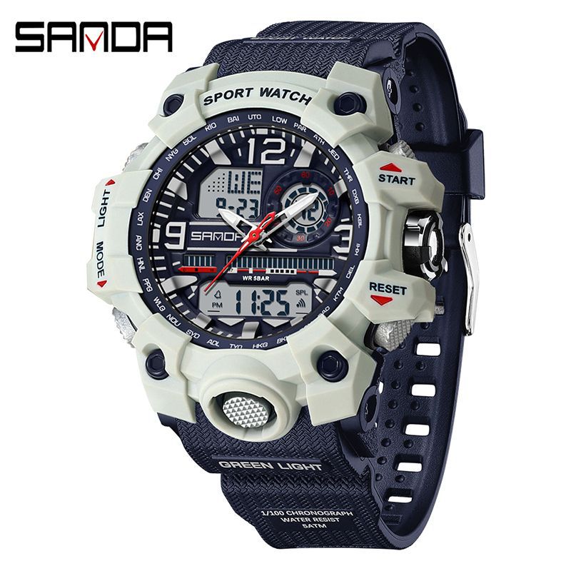 Reloj Deportivo Digital Multifunción Sanda – Alarma Luminoso Resistente al Agua 50M Unisex