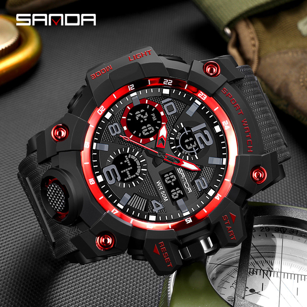Reloj Deportivo Digital Multifunción Sanda – Alarma Luminoso Resistente al Agua 50M Unisex