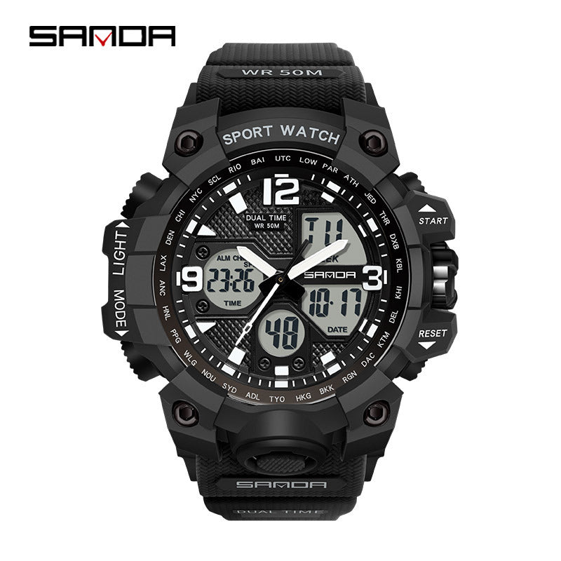 Reloj Deportivo Digital Multifunción Sanda – Alarma Luminoso Resistente al Agua 50M Unisex