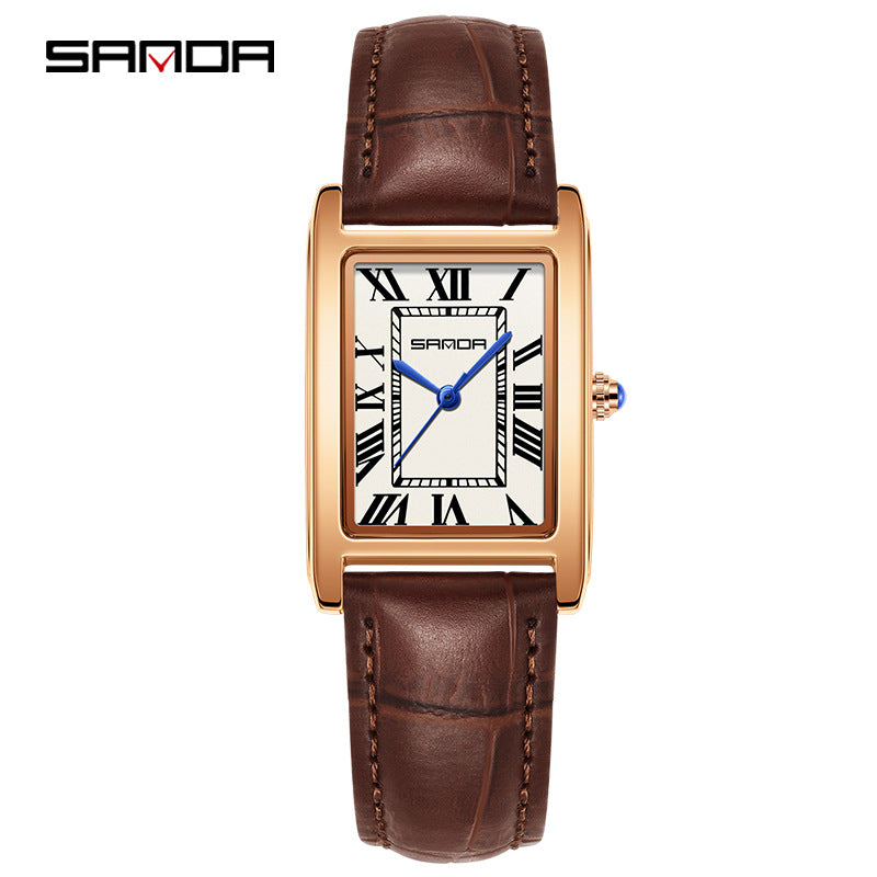 Reloj de Pareja Vintage Cuadrado – Cuarzo Elegante Unisex con Números Romanos