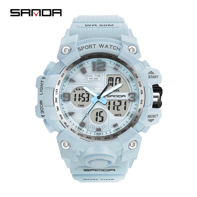 Reloj Deportivo Digital Multifunción Sanda – Alarma Luminoso Resistente al Agua 50M Unisex