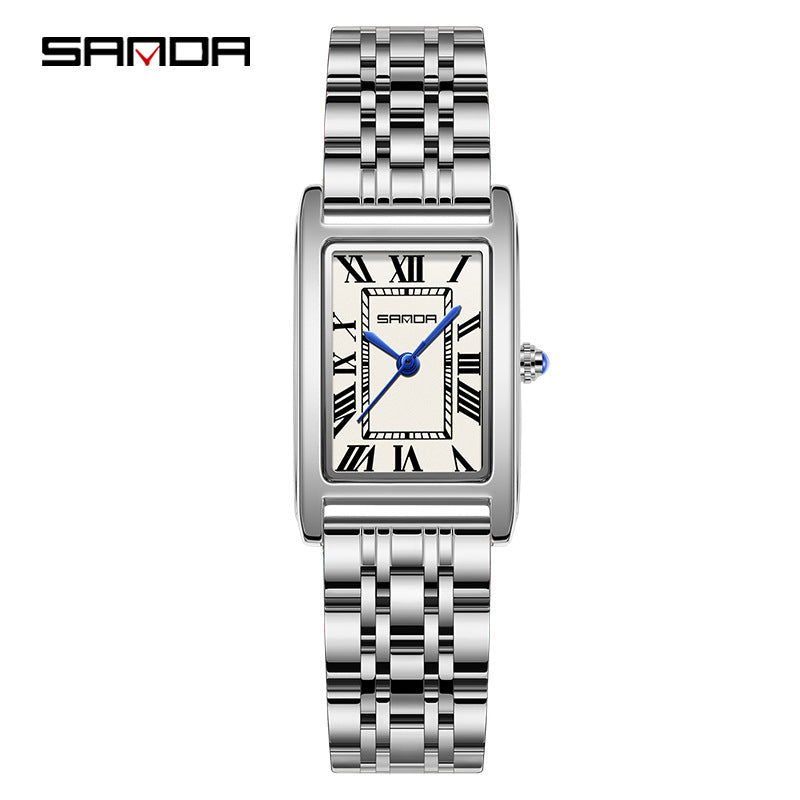 Reloj de Pareja Vintage Cuadrado – Cuarzo Elegante Unisex con Números Romanos