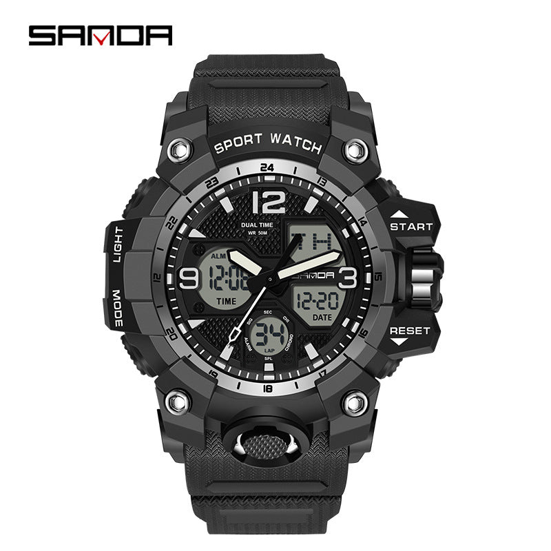 Reloj Deportivo Digital Multifunción Sanda – Alarma Luminoso Resistente al Agua 50M Unisex