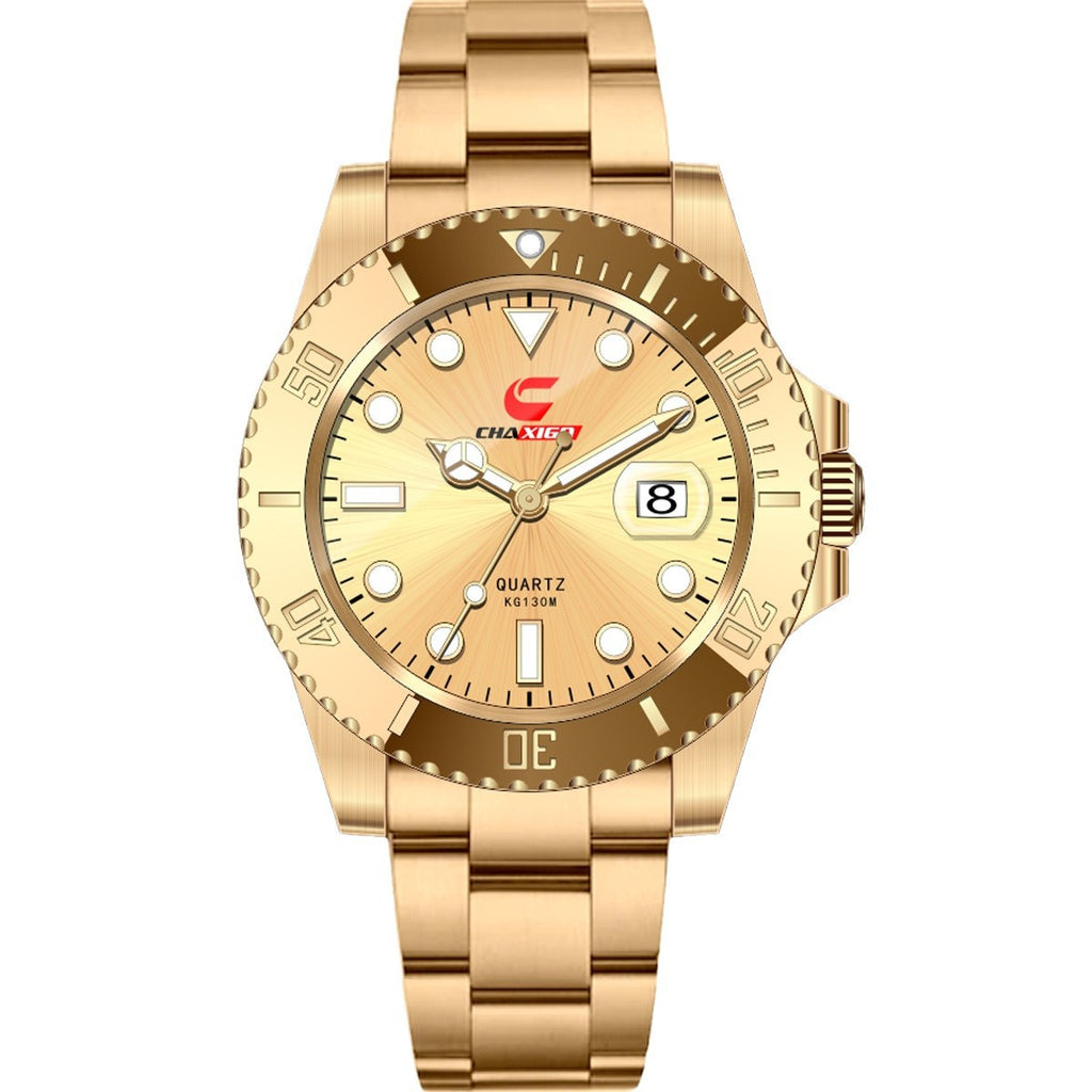 Reloj de Cuarzo Luminoso Hombre – Esfera Verde Resistente al Agua 30M Correa Silicona