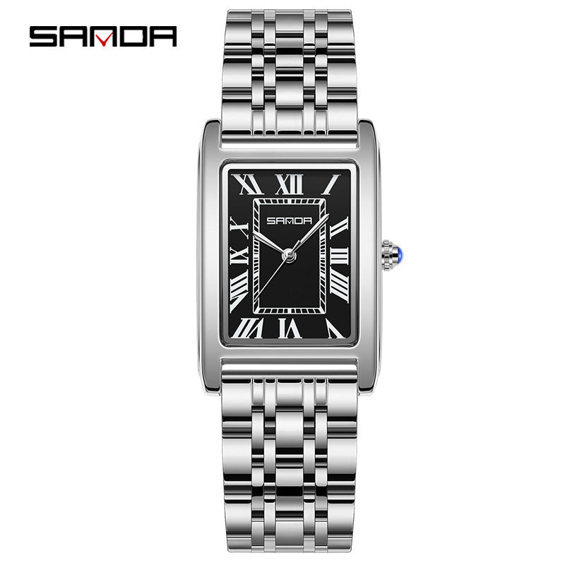Reloj de Pareja Vintage Cuadrado – Cuarzo Elegante Unisex con Números Romanos