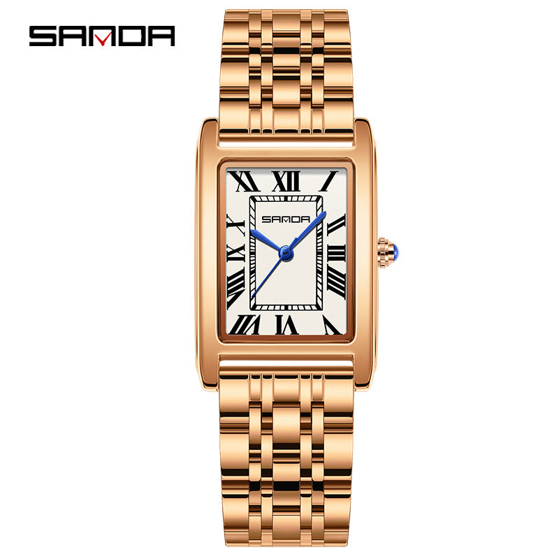 Reloj de Pareja Vintage Cuadrado – Cuarzo Elegante Unisex con Números Romanos