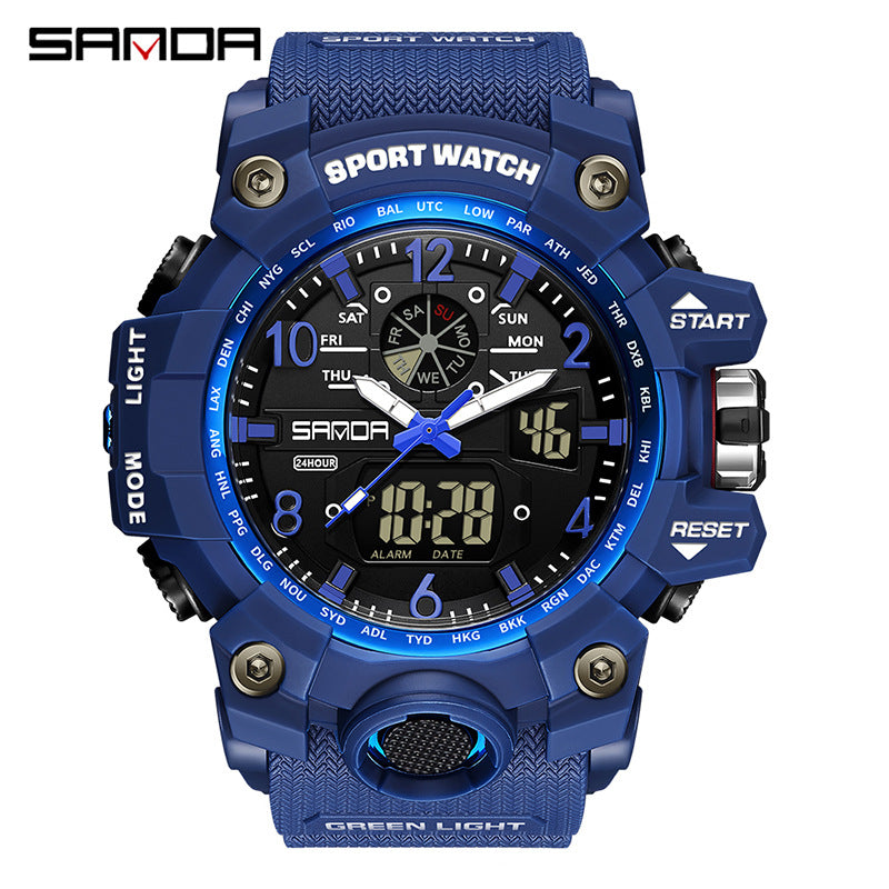 Reloj Deportivo Digital Multifunción Sanda – Alarma Luminoso Resistente al Agua 50M Unisex