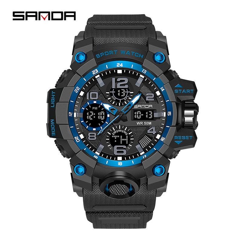 Reloj Deportivo Digital Multifunción Sanda – Alarma Luminoso Resistente al Agua 50M Unisex