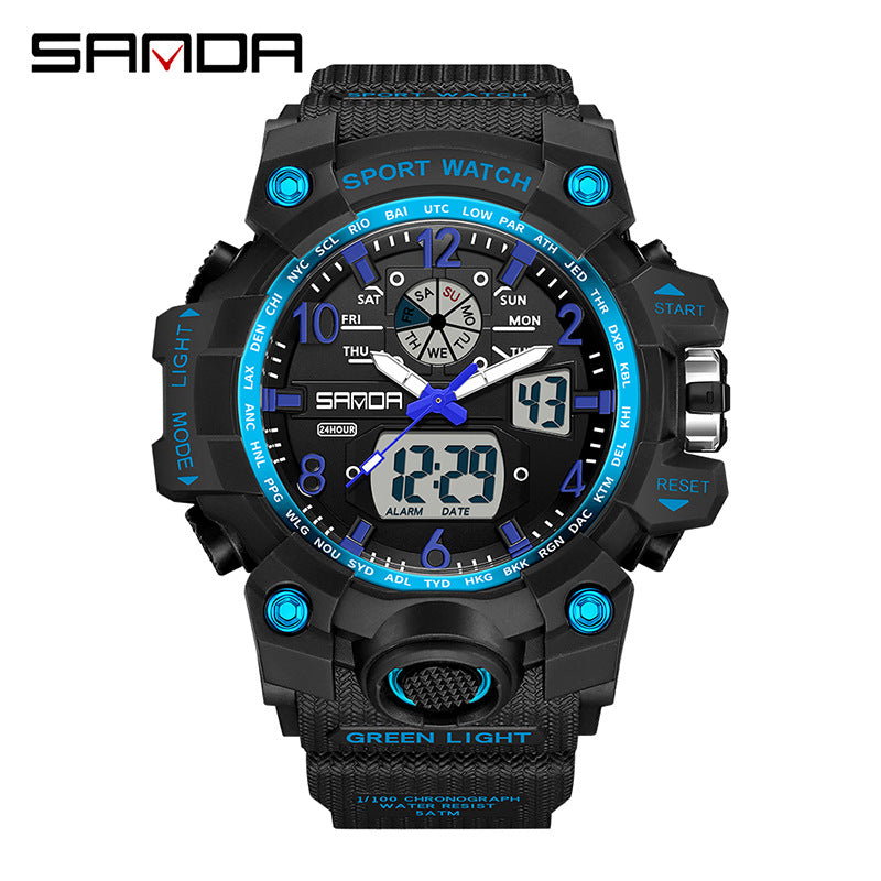 Reloj Deportivo Digital Multifunción Sanda – Alarma Luminoso Resistente al Agua 50M Unisex