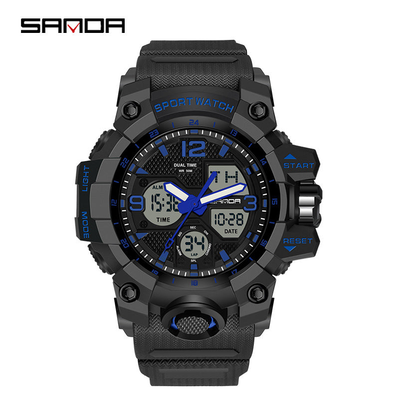 Reloj Deportivo Digital Multifunción Sanda – Alarma Luminoso Resistente al Agua 50M Unisex