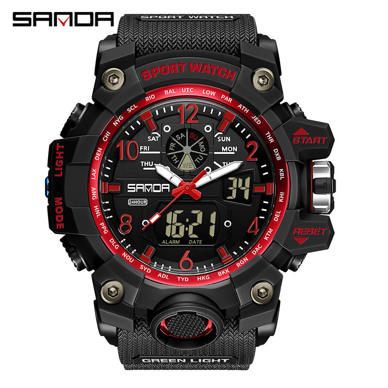 Reloj Deportivo Digital Multifunción Sanda – Alarma Luminoso Resistente al Agua 50M Unisex
