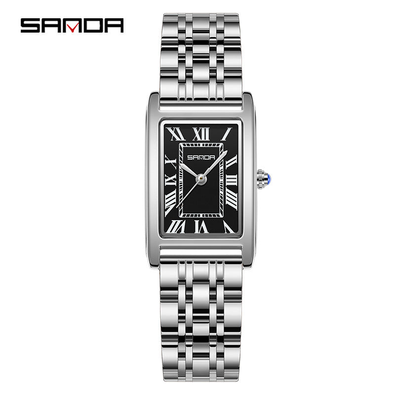 Reloj de Pareja Vintage Cuadrado – Cuarzo Elegante Unisex con Números Romanos