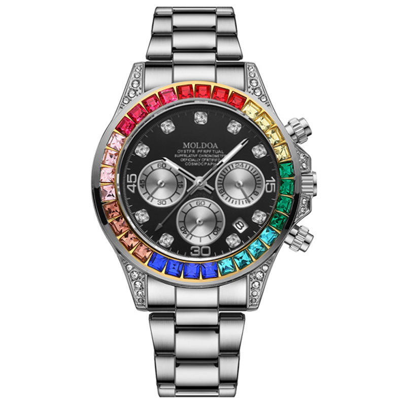 Reloj de Cuarzo Hombre Tres Sub-Esferas – Multifunción Calendario Correa Acero o Silicona