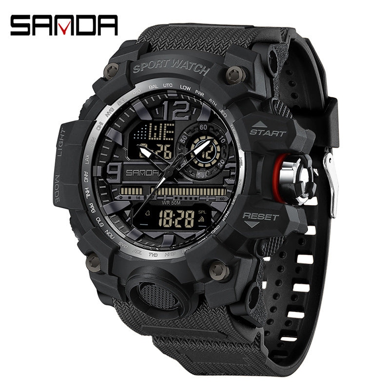 Reloj Deportivo Digital Multifunción Sanda – Alarma Luminoso Resistente al Agua 50M Unisex