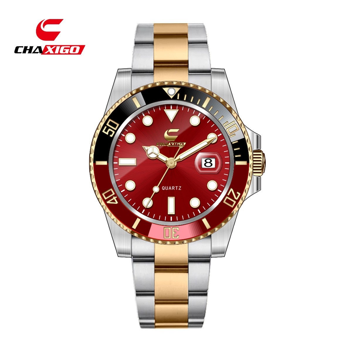 Reloj de Cuarzo Luminoso Hombre – Esfera Verde Resistente al Agua 30M Correa Silicona
