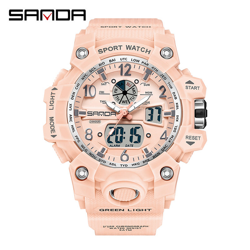 Reloj Deportivo Digital Multifunción Sanda – Alarma Luminoso Resistente al Agua 50M Unisex