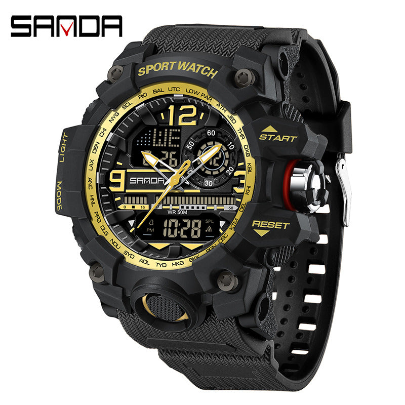 Reloj Deportivo Digital Multifunción Sanda – Alarma Luminoso Resistente al Agua 50M Unisex