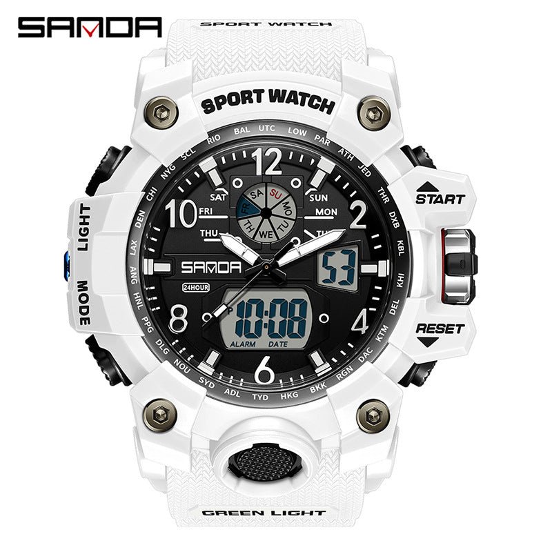 Reloj Deportivo Digital Multifunción Sanda – Alarma Luminoso Resistente al Agua 50M Unisex
