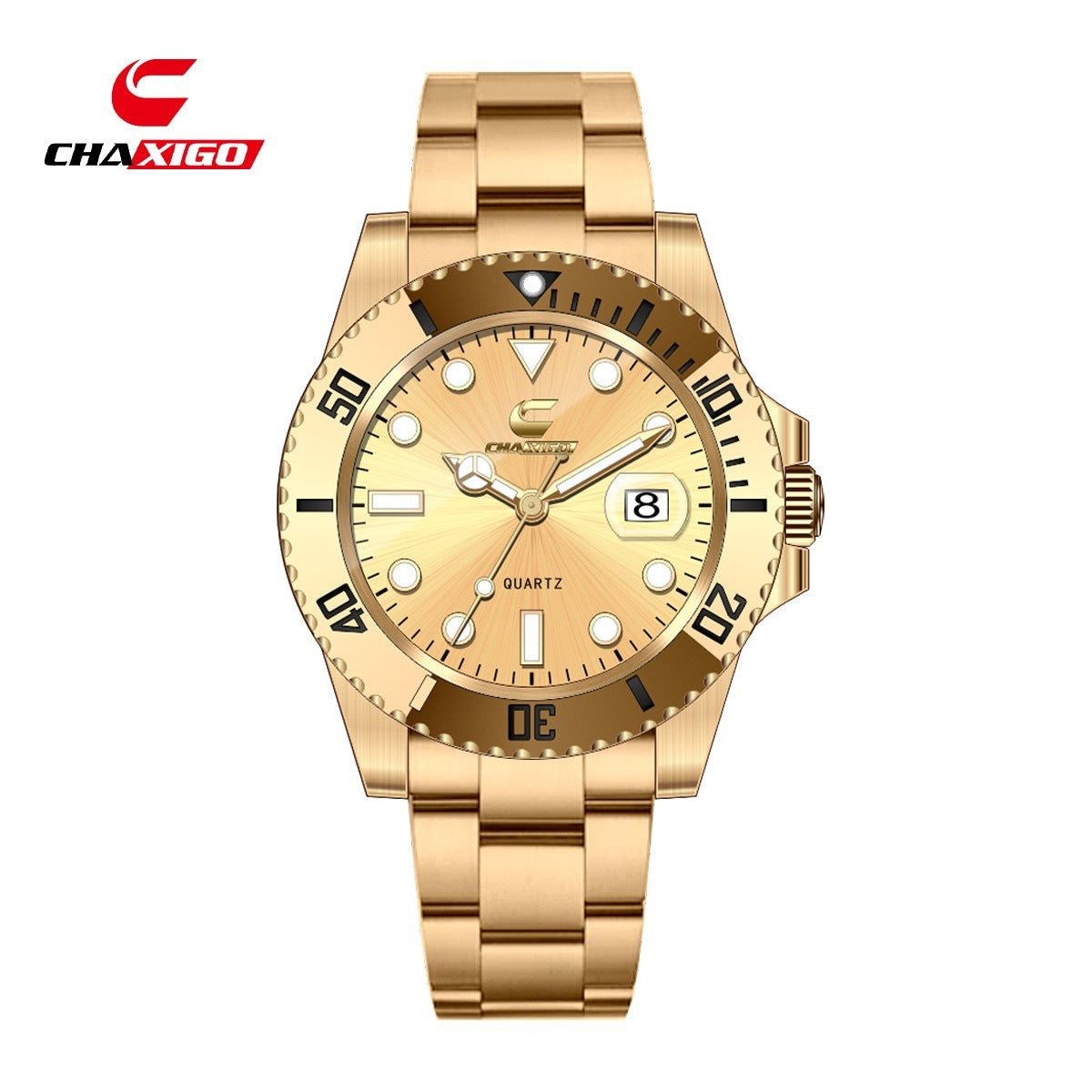 Reloj de Cuarzo Luminoso Hombre – Esfera Verde Resistente al Agua 30M Correa Silicona