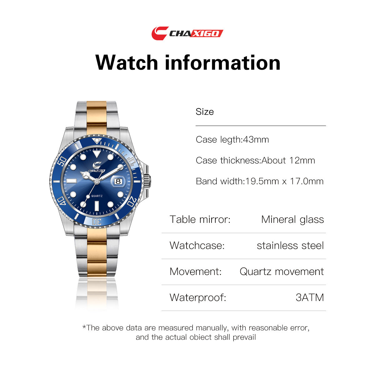 Reloj de Cuarzo Luminoso Hombre – Esfera Verde Resistente al Agua 30M Correa Silicona