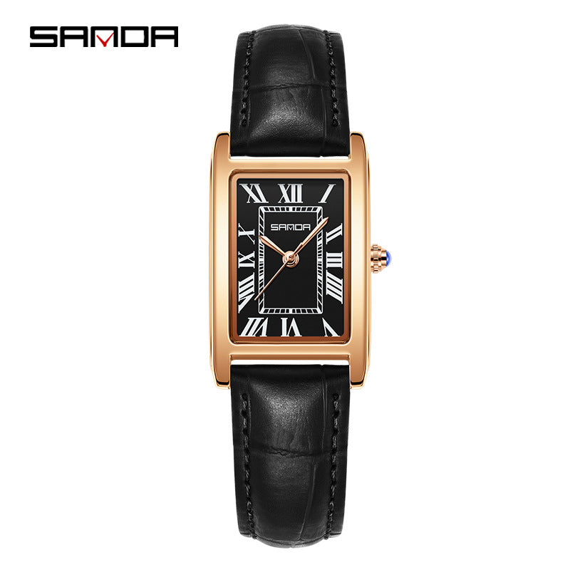 Reloj de Pareja Vintage Cuadrado – Cuarzo Elegante Unisex con Números Romanos