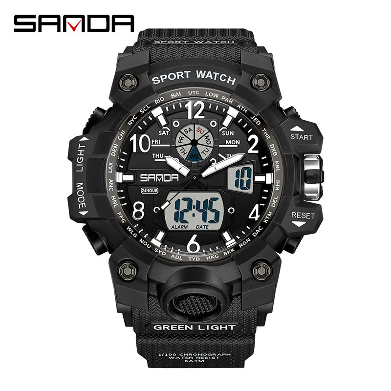 Reloj Deportivo Digital Multifunción Sanda – Alarma Luminoso Resistente al Agua 50M Unisex