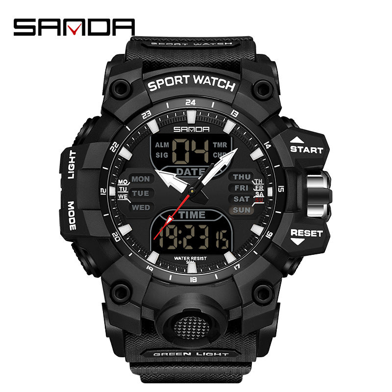 Reloj Deportivo Digital Multifunción Sanda – Alarma Luminoso Resistente al Agua 50M Unisex