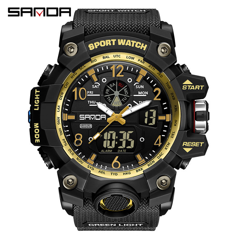 Reloj Deportivo Digital Multifunción Sanda – Alarma Luminoso Resistente al Agua 50M Unisex