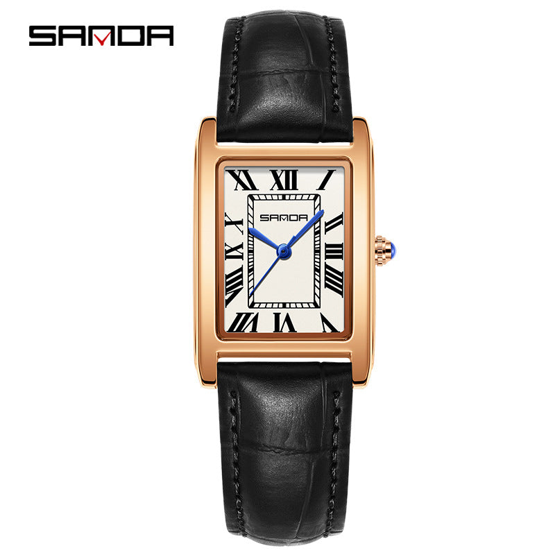 Reloj de Pareja Vintage Cuadrado – Cuarzo Elegante Unisex con Números Romanos